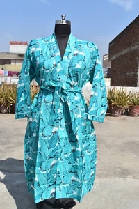 Bata de algodón indio kimono ropa de playa albornoz ropa de resort bata - Imagen 1 de 6