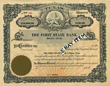 C1905 First State BanK BOGATA TEXAS Stock Certificate BANKING Scripophily BANKER