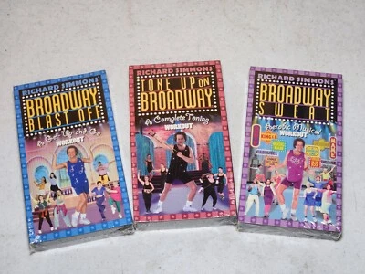Richard Simmons Tone Up, Blast off & Sweat on Broadway 3 VHS LOT - NEW SEALED - Image 1 of 4