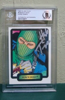 1987 GI Joe Files Card #6 Beach Head SIGNED HERB TRIMPE Beckett BAS Authentic - Image 1 of 2