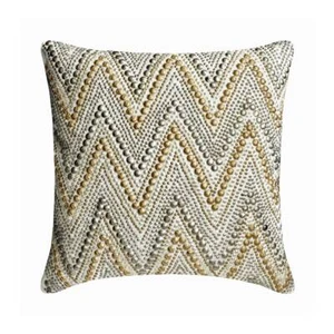 Sofa Pillow Case Ivory 16"x16", Couch Decor Silk Chevron Beaded - Chevron Spark - Picture 1 of 8