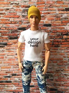 Bouutique Vital Custom Print Short Sleeve T-shirt for Ken Doll 12 Inch - Picture 1 of 29