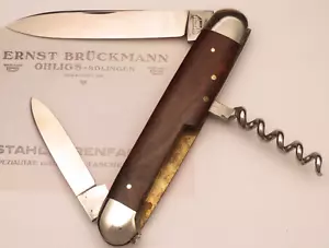 Vintage BRUCKMANN SOLINGEN Bartender’s Knife Smooth Wood Handles Nice MINT - Picture 1 of 12