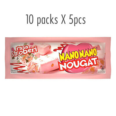 NANONANO NOUGAT Halal Old Fashioned Soft Candy, Milky Peanut Strawberry 10x5ct • 43.05$