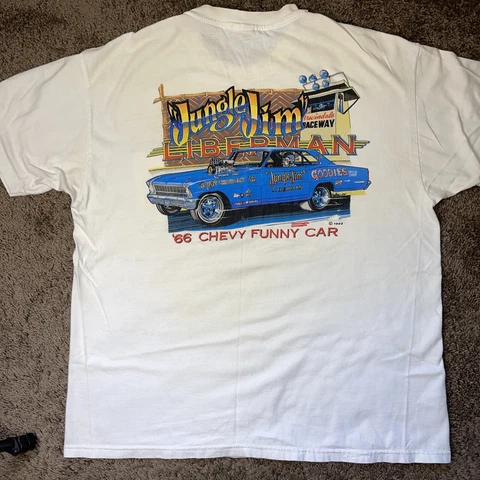 Vintage 1993 JUNGLE JIM LIBERMAN ‘66 Chevy Funny Car Racing Shirt XL (Read) Cover