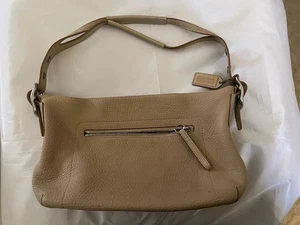 Vintage Coach Medium Beige Leder Umhängetasche Handtasche - Bild 1 von 9
