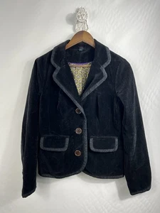 Chaqueta Boden para mujer talla 12 negra de terciopelo manga larga oscura romántica caprichosa - Imagen 1 de 13