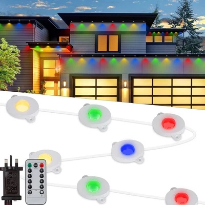 TACOBEY Permanent Outdoor String Lights 49ft/15m 36 LED Eaves Lights 8 Modes