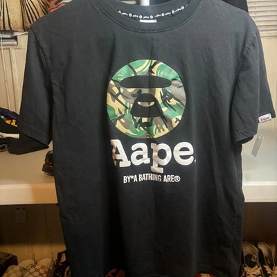 Футболка с логотипом Aape by A Bathing Ape черная камуфляжная голова - Изображение 1 из 4