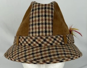De Colección Knox Tweed Pata de Gallo Fedora Sombrero Gorra Talla 7 1/8 Gamuza Pluma Ritmo Setter - Imagen 1 de 8