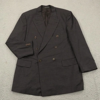 Blazer Hugo Boss 44L Cerruti Super 100s Carbón 6 Botones Doble Pecho Abrigo Foto 1 de 4