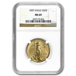 2007 1/2 oz American Gold Eagle MS-69 NGC - Picture 1 of 3