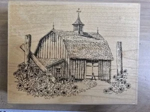 Barn Flowers By Impression Obsession Rubber Stamp Large K1159, Country Barn - Picture 1 of 3