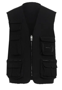 Givenchy Black Wool Mohair Cargo Multi Pocket Men’s Vest Size L/XL - Picture 1 of 7