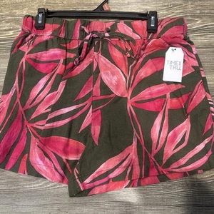 Time and Tru Damenshorts geblümt rot Leinenmischung Pull-On Größe Medium. Neu mit Etikett. - Bild 1 von 6