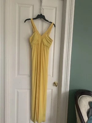 Vestido Largo Amarillo Seda Gasa Talla 6 Cóctel Formal Dama de honor Vestido Agb Foto 1 de 4