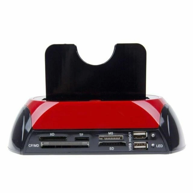 Tempo di Saldi Docking Station 2 Hard Disk 2.5/3.5 SATA IDE e-SATA USB Lettore HDD SD - Nero/Rosso