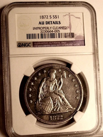 1872 S $1 SEATED LIBERTY DOLLAR AU SCARCE/RARE ALL GRADES. LOW MINTAGE 9000 Cover