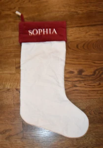 Calza classica velluto fienile ceramica avorio rosso monogramma Sophia nuova con etichette grande - Foto 1 di 2