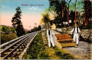 AK Madeira Portugal Carro de Monte Rodel Schlitten hinten geteilt unbespielt - Bild 1 von 2