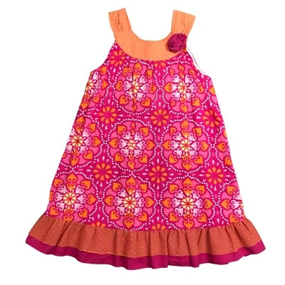 Vestido Penelope Mack Ltd. 100 % algodón totalmente forrado línea A niñas talla 6 rosa Foto 1 de 4