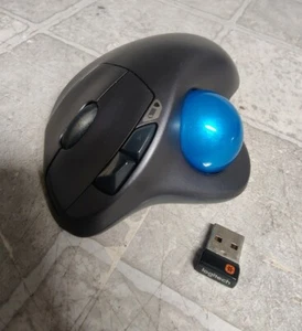 Logitech M570 Wireless Trackball Mouse w/ USB Receiver NO BATTERY - Picture 1 of 9