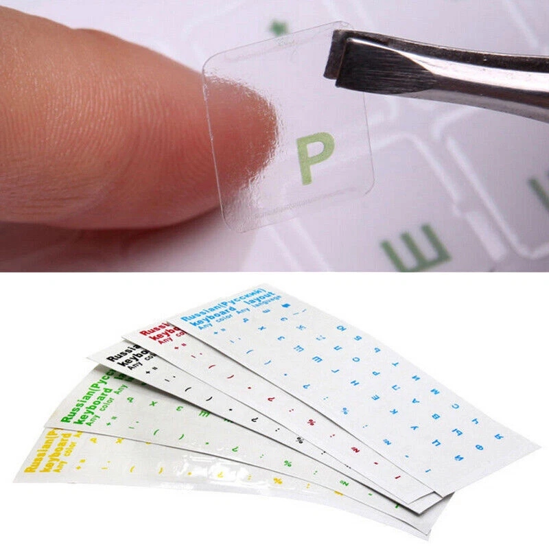 Russian Transparent Waterproof Stickers For PC Laptop Keyboard Red Table -uk- - Image 1 of 4