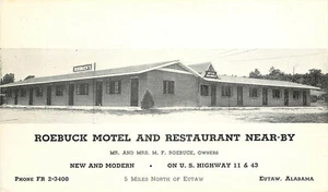 Postal RPPC IRoebuck motel y restaurante Eutaw AL Condado de Greene autopista 43 y 11 - Imagen 1 de 2