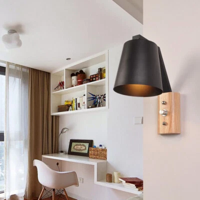 5W LED Hotel Wall Lamp E27 Bulb Iron Lampshade Knob Switch Bedroom Light Fixture - Image 1 of 4
