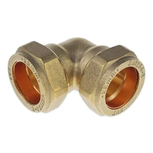 BRASS 22mm COMPRESSION ELBOW FITTING GAS COPPER PIPE EQUAL CONNECTOR COUPLER - Picture 1 of 4