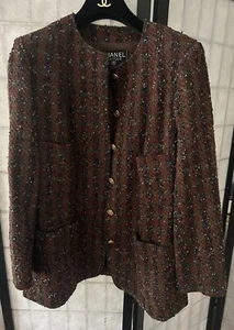 ✨Authentic Vintage CHANEL 1990s Tweed Boucle Wool Jacket Coat - Picture 1 of 7