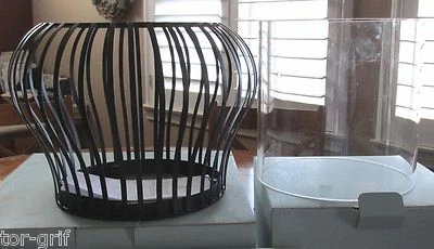 PARTYLITE LINEAR LITES~3-WICK HOLDER~BLACK WROUGHT IRON LOOK~GLASS INSERT~NIB - Photo 1/4