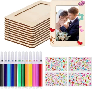 Picture Frame Painting Craft Kit for 4 * 6 Photo,10Pcs DIY Unfinished Wooden Pic - Picture 1 of 7