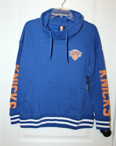 NWT New York Knicks NBA UNK Blue L/S Funnel Neck Cotton/Poly Sweatshirt Womens M Cover