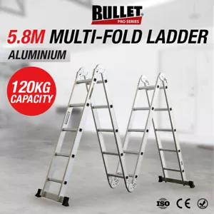 5.8m BULLET Multipurpose Ladder Aluminium Extension Folding Adjustable - Picture 1 of 11