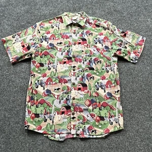 Vintage Smith Hawken Shirt Mens Size Medium Barn Farm Cow Tractor Graphic Print - Picture 1 of 11