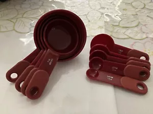 KitchenAid Classic Empire Red Set of 4 Measuring Cups & 5 Measuring Spoons EUC - Picture 1 of 6