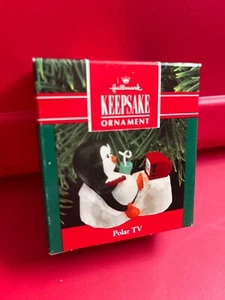 POLAR TV Hallmark Keepsake Ornament (Penguin watching TV) 1990 - Picture 1 of 3