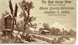 B1-75997 Original 1880er Jahre Handelskarte Charles E Lewis Familie Lebensmittelhändler Lynn Mass Ma - Bild 1 von 2