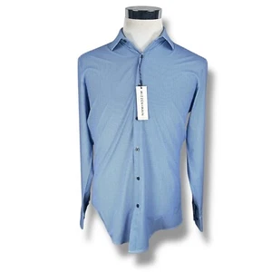 Mizzen Main McClane Shirt Mens Small Light Blue Geometric Long Sleeve Button New - Picture 1 of 12