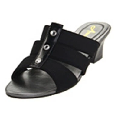 Annie Women's Sz 8.5 Tricky Slip On Open Toe Slide Sandals - Black - image 1 of 3