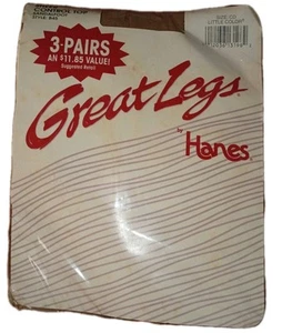 Vintage Great Legs by Hanes Control Top 3 Paar Strumpfhosen Größe CD Style B45 Sfoot - Bild 1 von 9