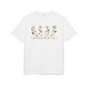 Cottagecore Clothing - Vintage Bunnies Floral Oversized Boho Indie T-Shirt - Picture 1 of 29