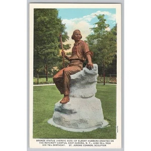 New York POSTCARD Elbert Hubbard Statue Roycroft Campus East Aurora NY - Picture 1 of 2