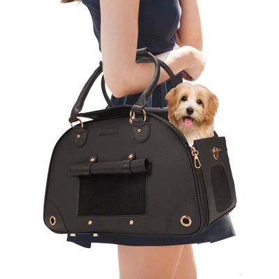 Cartera plegable de cuero PU premium para perros - Bolso de mano portátil para mascotas para pequeños... Foto 1 de 4