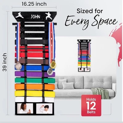 Estante de exhibición de cinturón de karate exhibición de cinturón de taekwondo con pegatinas nuevo en caja Foto 1 de 4