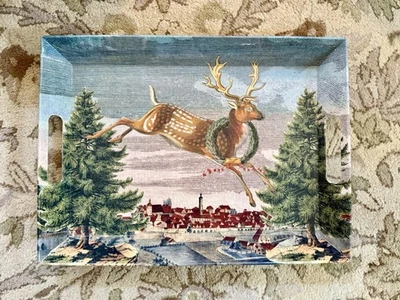 John Derian Target Reindeer Wintry Town Melamine NEW Serving Tray 2025 Free Ship - Image 1 of 4