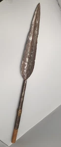 Antike Speerspitze mit Holzschaft, Eisen, handgeschmiedet, ethnografisches Samml - Bild 1 von 11
