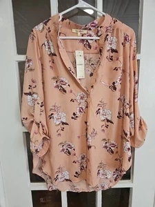 New Womens Summer Floral Coral Blouse XL - Picture 1 of 2