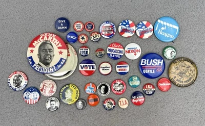 Lote de botones políticos vintage Kennedy, Johnson, Nixon, Carter, Bush, Reagan, LBJ Foto 1 de 4